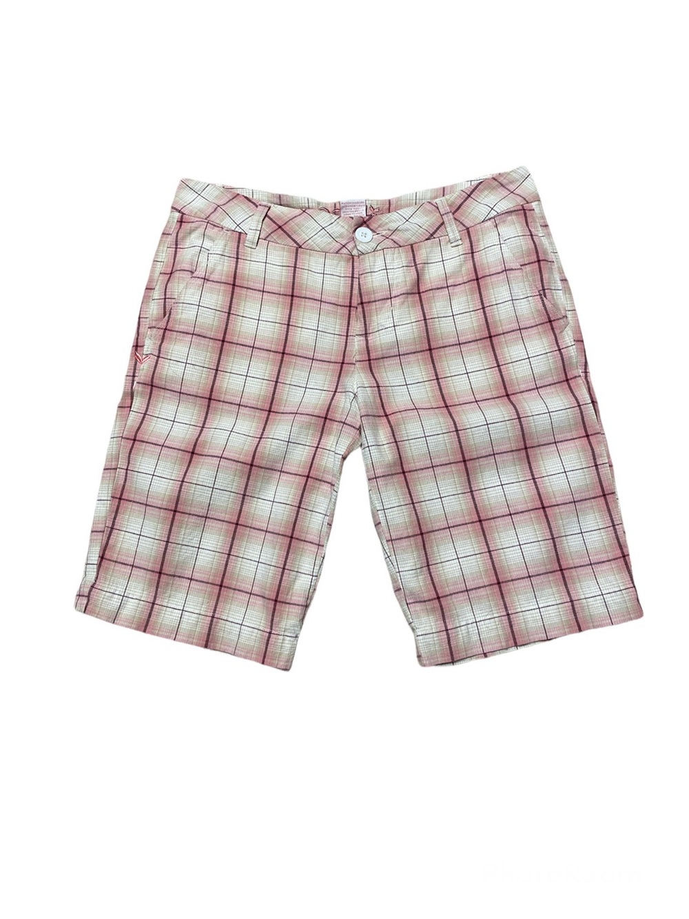 Y2K Nollie Plaid Shorts Women’s 5 Pink Bermuda Casual Low Rise Knee Length